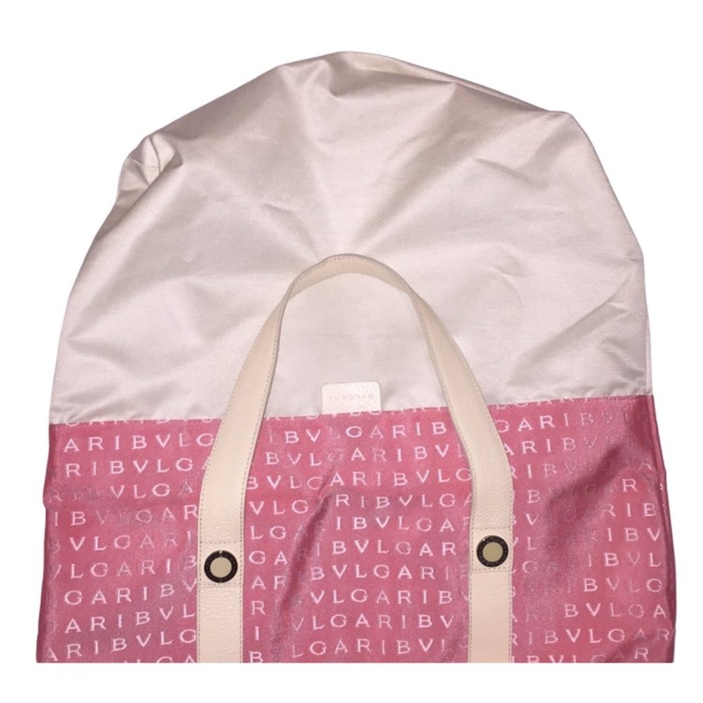 BVLGARI MAEREA Pink/Coral Leather Trim Satchel - Picture 6 of 13